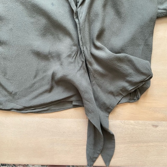 Wilfred Khaki Tie-Front Button Down Shirt - Picture 3 of 8